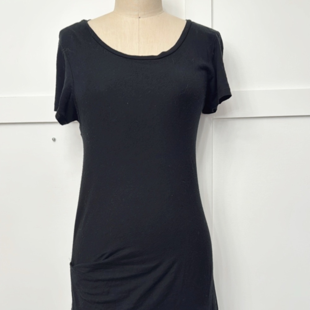 James Perse Black Ruched Midi Dress